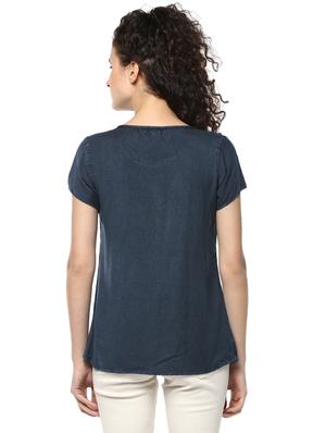 solid blue denim top - 14980496 - Standard Image - 3