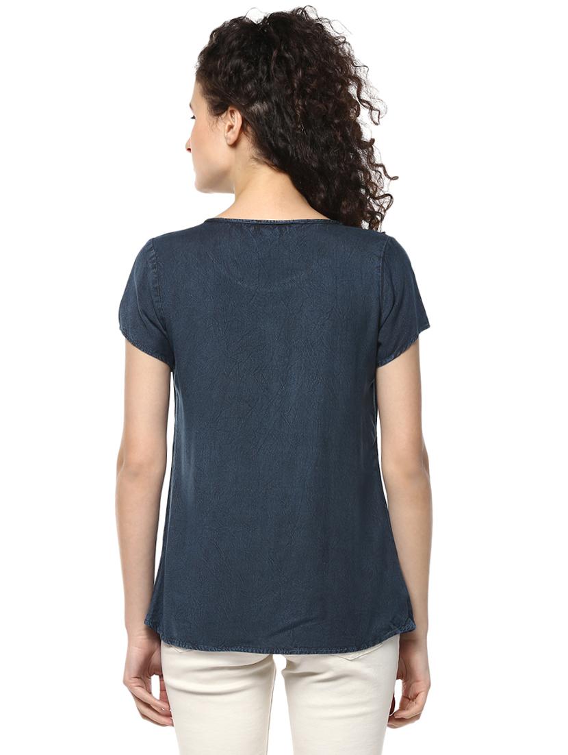solid blue denim top - 14980496 - Zoom Image - 3