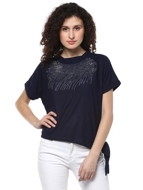 navy blue embellished top - 14980516 - Standard Image - 1