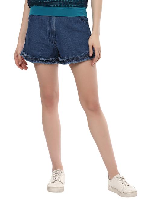 navy blue denim shorts - 14981559 - Standard Image - 1
