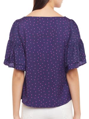 ruffled star print top - 14982675 - Standard Image - 3
