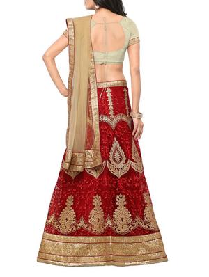 red net aline lehenga - 14984326 - Standard Image - 3