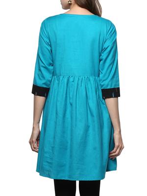 blue cotton flared kurta - 14984470 - Standard Image - 3