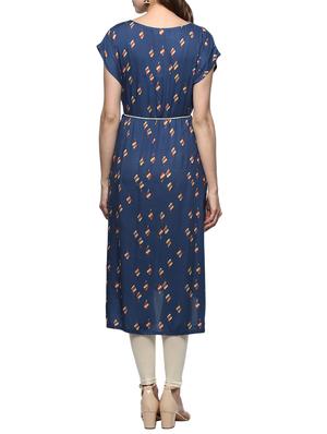 blue rayon high low kurta - 14984478 - Standard Image - 3