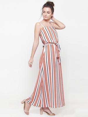 tie front striped maxi dress - 14984806 - Standard Image - 3
