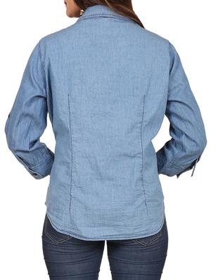 floral embroidered denim shirt - 14985208 - Standard Image - 3