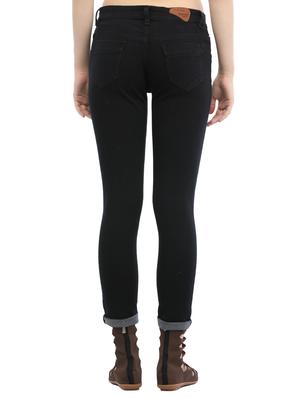 black denim knee slit jeans - 14985289 - Standard Image - 3