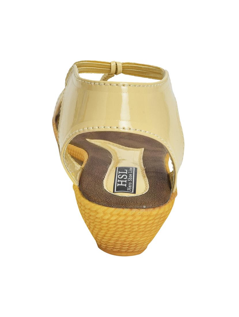 Hero Shoe Line Synthetic Leather Made Creame Colored Wedges For Women's - 14986290 - Zoom Image - 3