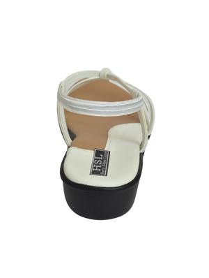 white faux leather back strap sandals - 14986294 - Standard Image - 3