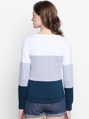 grey color block cold shoulder tee - 14986857 - Standard Image - 3