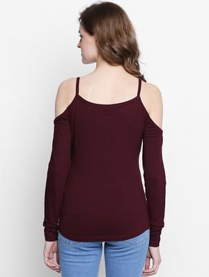 maroon solid cotton top - 14986859 - Standard Image - 3