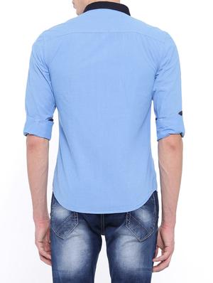 blue cotton casual shirt - 14986935 - Standard Image - 3