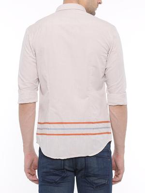 beige cotton casual shirt - 14986985 - Standard Image - 3