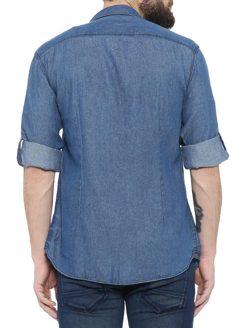 blue denim casual shirt - 14987019 - Zoom Image - 3
