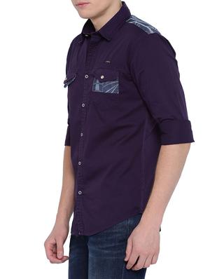 purple cotton casual shirt - 14987058 - Standard Image - 3