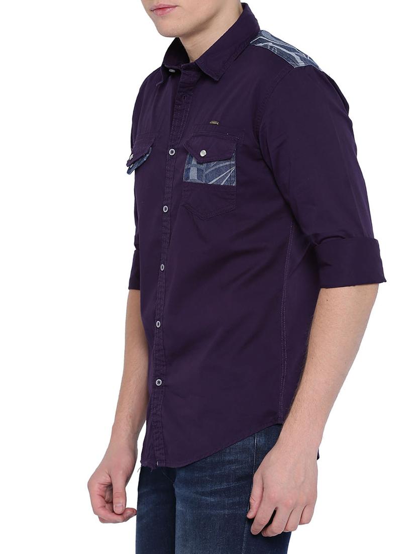purple cotton casual shirt - 14987058 - Zoom Image - 3