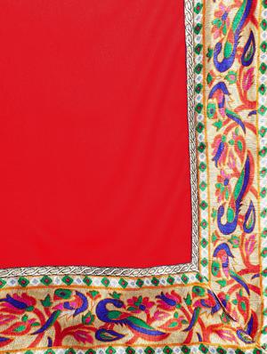 red georgette bordered saree with blouse - 14987418 - Standard Image - 3