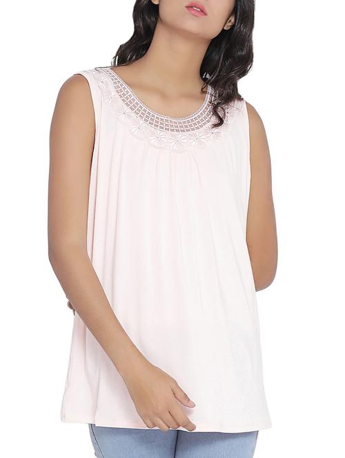 solid pink poly cotton top - 14987467 - Standard Image - 1