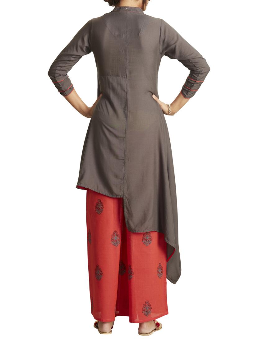 grey asymmetric stitched palazzo suit - 14988192 - Zoom Image - 3