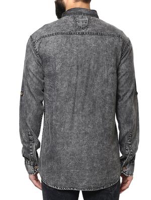 grey denim casual shirt - 14989945 - Standard Image - 3