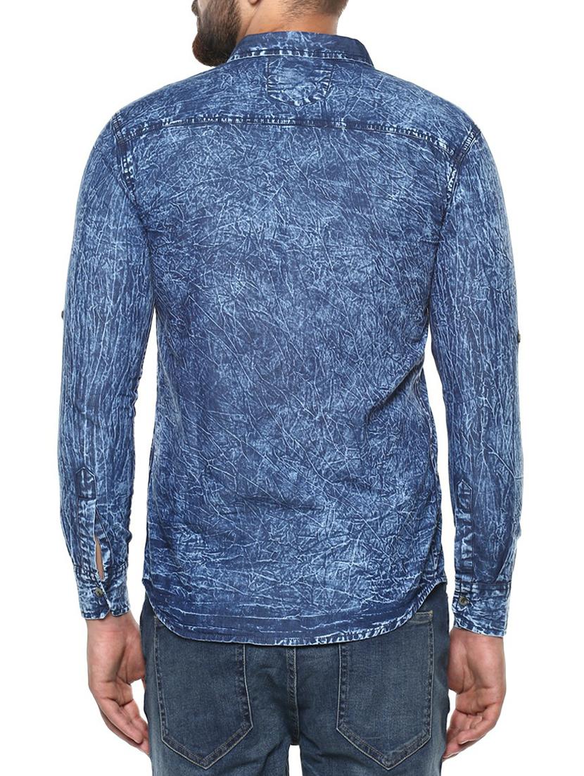 blue denim casual shirt - 14989947 - Zoom Image - 3
