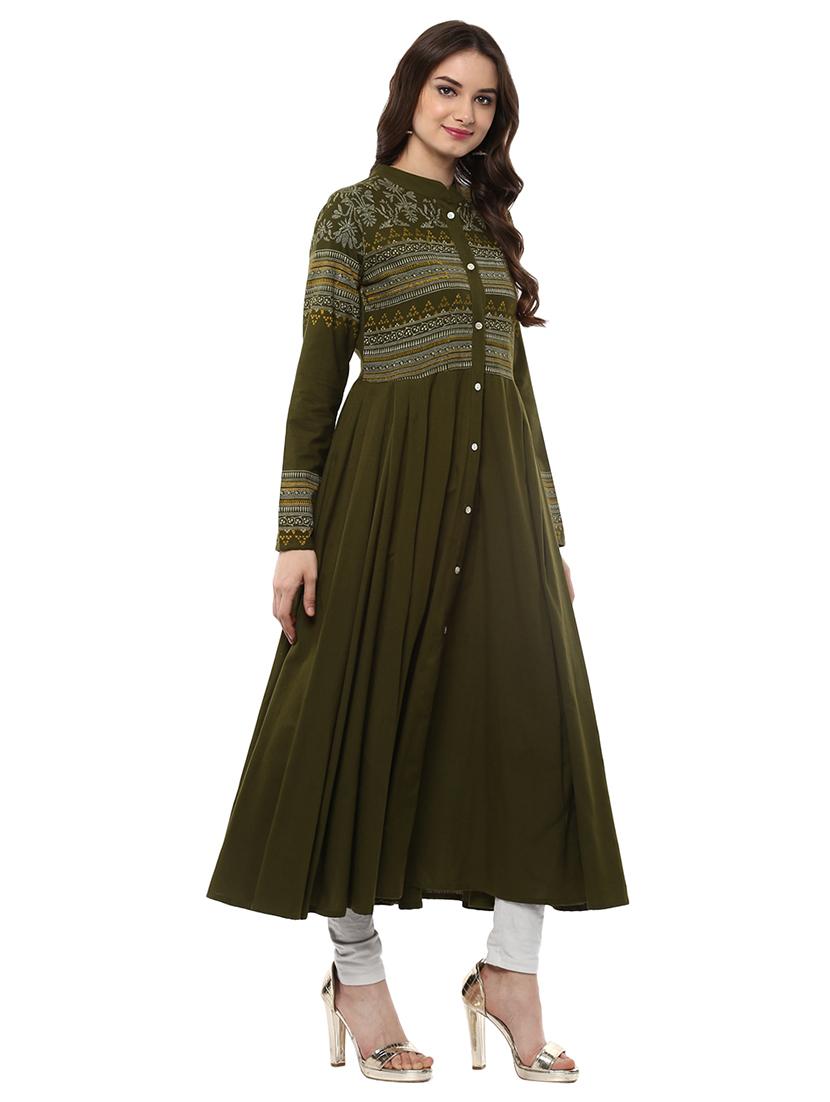 block printed flared kurta - 14990449 - Zoom Image - 3