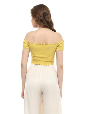 yellow off shoulder crop top - 14992005 - Standard Image - 3