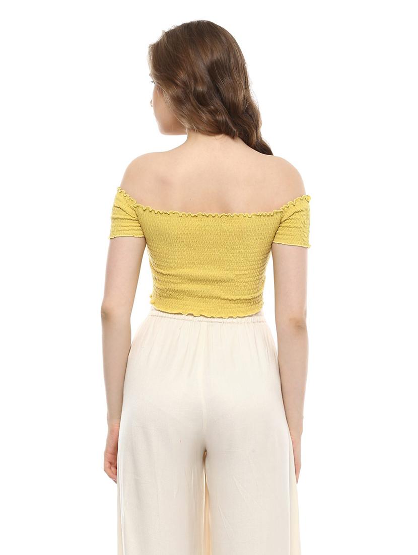 yellow off shoulder crop top - 14992005 - Zoom Image - 3