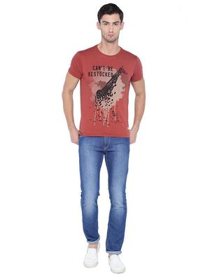 brown cotton front print t-shirt - 14992491 - Standard Image - 3