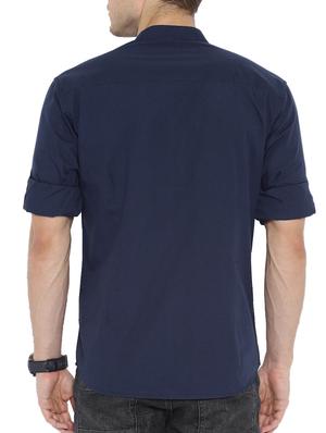 navy blue cotton casual shirt - 14992896 - Standard Image - 3
