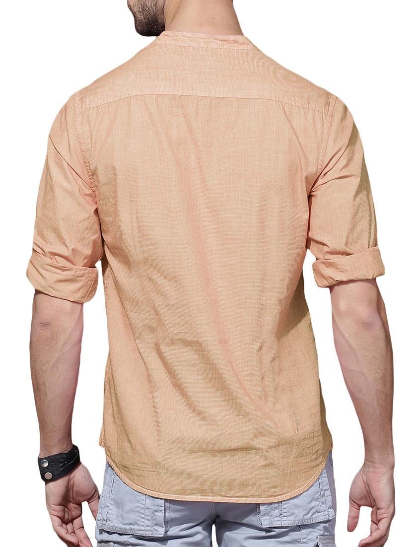 beige solid short kurta - 14992969 - Zoom Image - 3