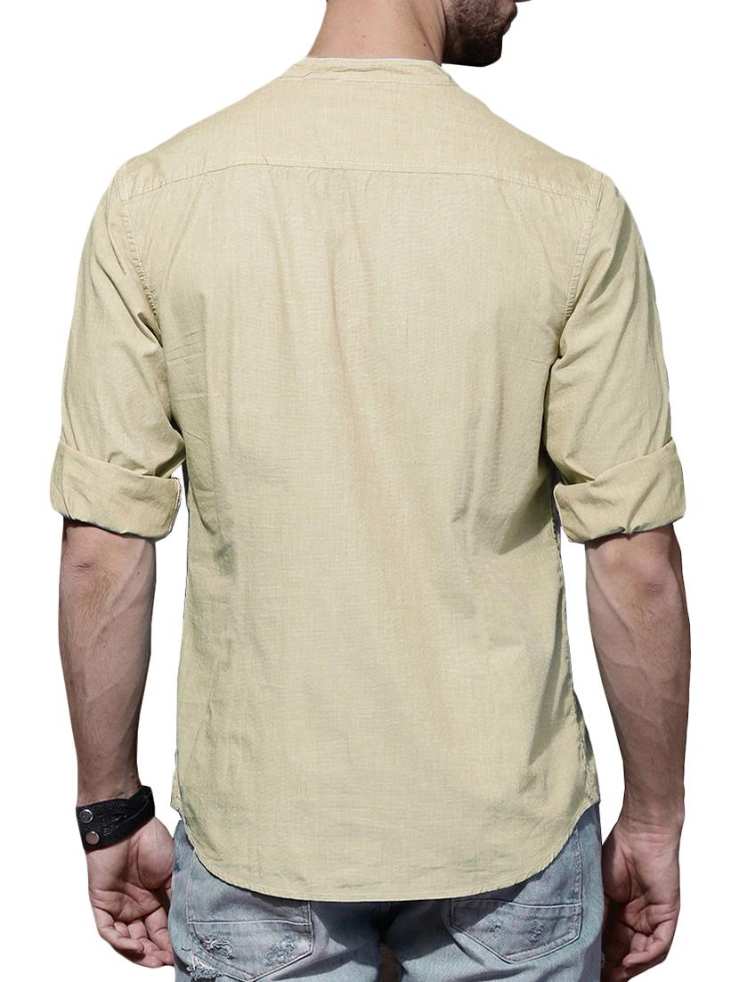 beige cotton short kurta - 14992981 - Zoom Image - 3