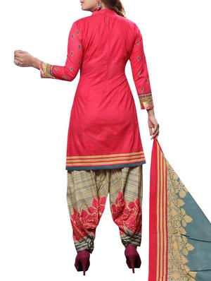 pink printed salwar suit unstitched suit set - 14996361 - Standard Image - 3