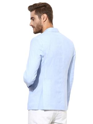 blue linen casual blazer - 14996406 - Standard Image - 3