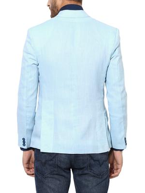 light blue linen casual blazer - 14996674 - Standard Image - 3
