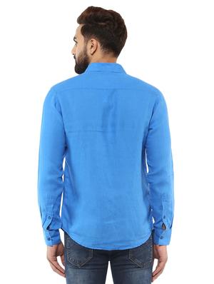 blue linen casual shirt - 14997383 - Standard Image - 3