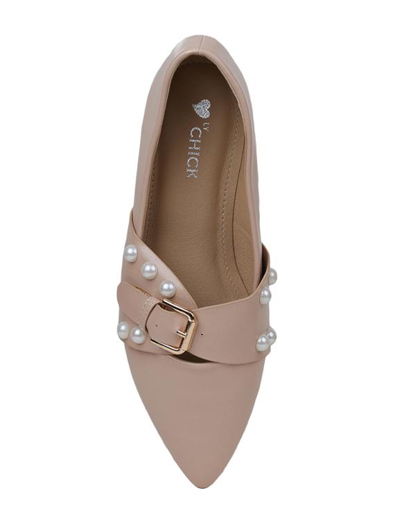 beige leatherette slip on ballerina - 14997707 - Zoom Image - 3