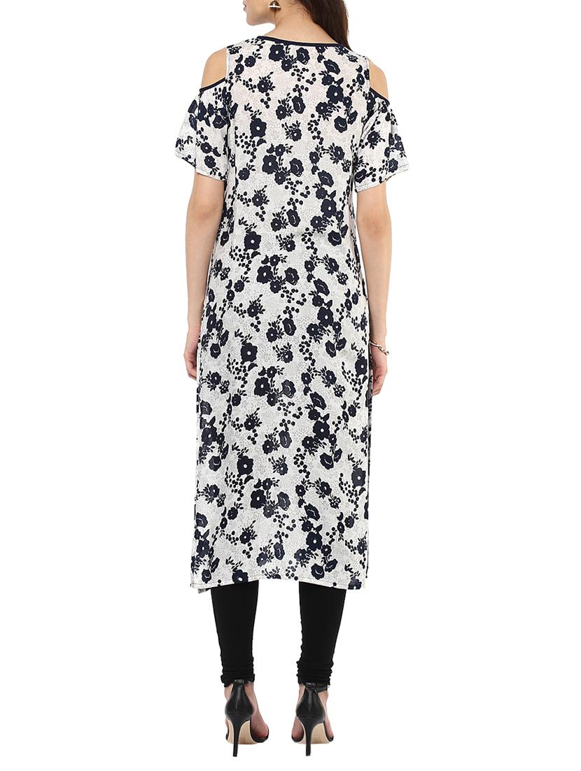cold shoulder straight kurta - 14999469 - Zoom Image - 3