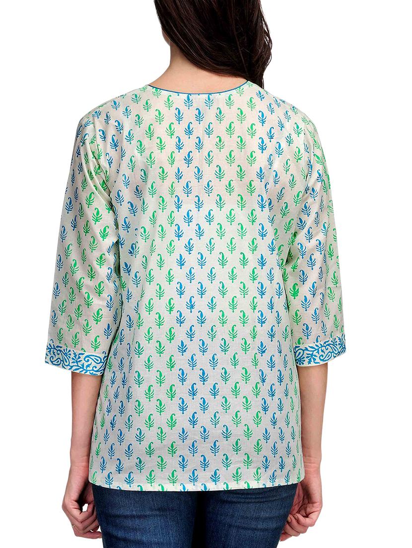 fuchsia designs cream cotton straight kurti - 14999502 - Zoom Image - 3