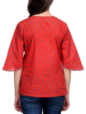 fuchsia designs orange cotton straight kurti - 14999504 - Standard Image - 3