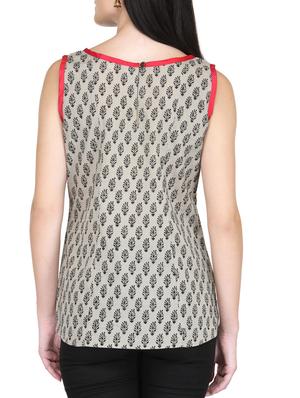white color cotton sleeveless straight kurti - 14999521 - Standard Image - 3