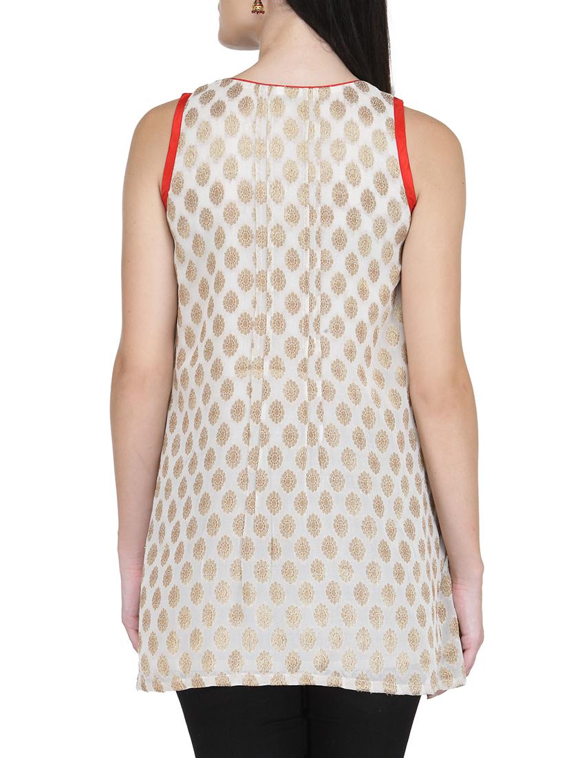 fuchsia designs white viscose a-line kurti - 14999523 - Zoom Image - 3