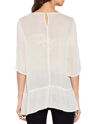 white viscose solid embroidered tunic - 15001397 - Standard Image - 3