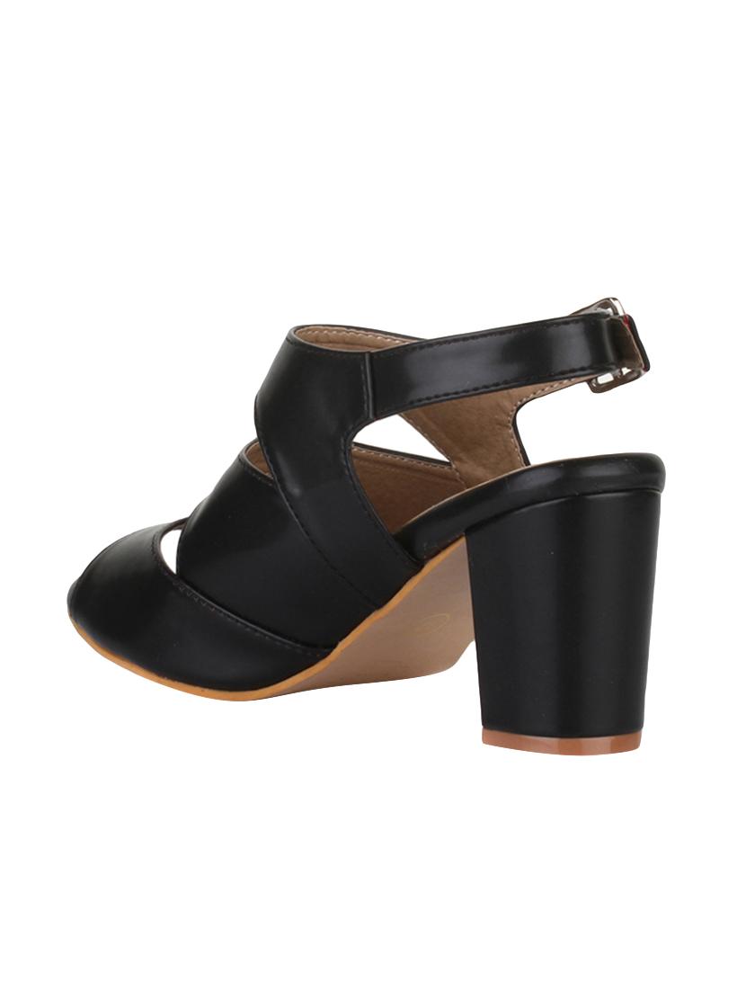 black faux leather back strap sandals - 15004090 - Zoom Image - 3