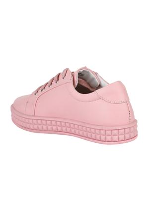 pink faux leather laceup sneakers - 15004133 - Standard Image - 3