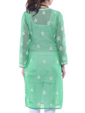 ada green georgette straight kurta - 15005370 - Standard Image - 3