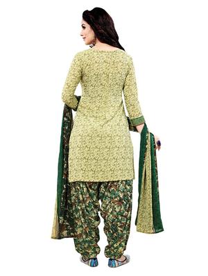 green crepe salwar suit unstitched - 15006774 - Standard Image - 3