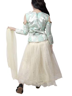 green silk blend lehnga choli - 15006981 - Standard Image - 3