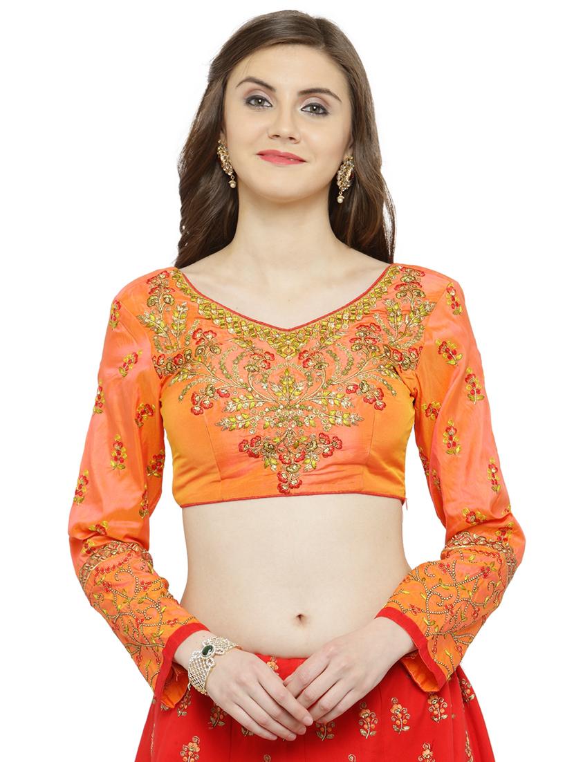 red silk flared lehenga - 15007215 - Zoom Image - 3