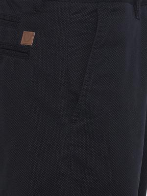 navy blue cotton blend flat front casual trousers - 15007258 - Standard Image - 3